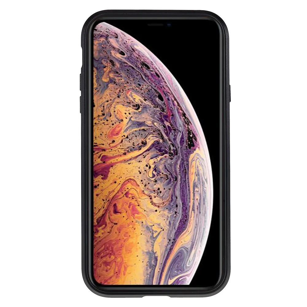 For iPhone XR 6.1 inch Privacy Magnetic Case Anti-Peeping Double-Sided Tempered Glass + Metal Bumper Frame Full Protective Phone Cover - Black - 3