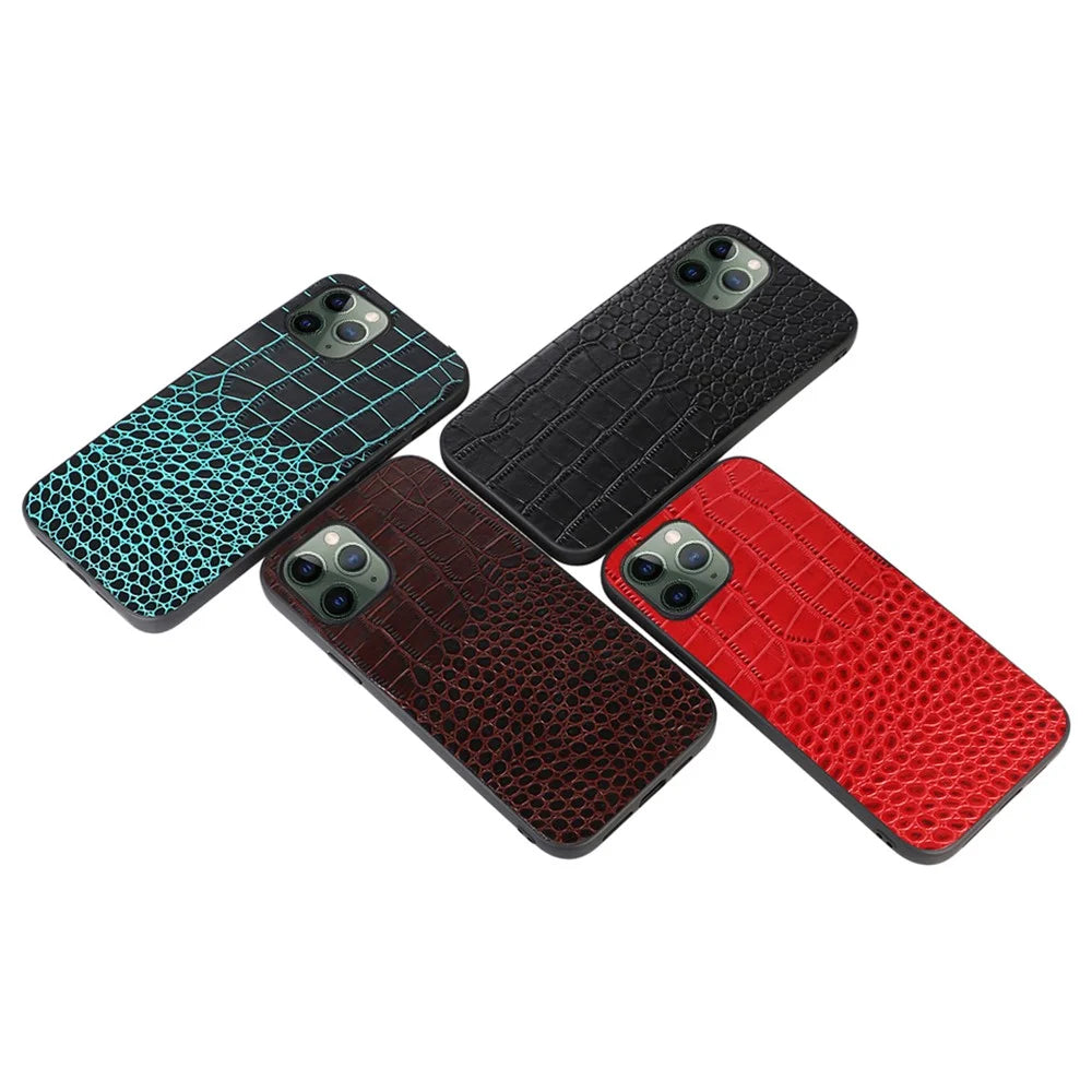 For iPhone 11 Pro 5.8 inch Well-protected Crocodile Texture Phone Shell Genuine Cowhide Leather Coating PC + TPU Case - Black - 3