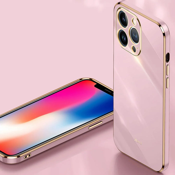 XINLI for iPhone 13 Pro 6.1 inch Anti-scratch Drop-proof Precise Cutout Case Electroplating Golden Edge Soft TPU Shell - Black - 4