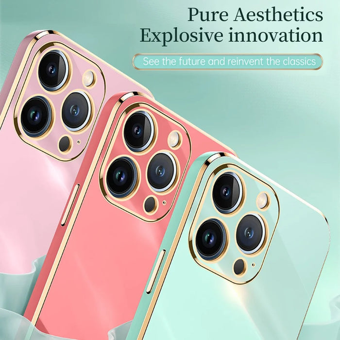 XINLI for iPhone 13 Pro 6.1 inch Anti-scratch Drop-proof Precise Cutout Case Electroplating Golden Edge Soft TPU Shell - Black - 5