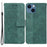 For iPhone 13 6.1 inch PU Leather Wallet Flip Cover Stand Function Geometry Imprinted Folio Protective Case with Strap - Green - 1
