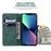 For iPhone 13 6.1 inch PU Leather Wallet Flip Cover Stand Function Geometry Imprinted Folio Protective Case with Strap - Green - 4