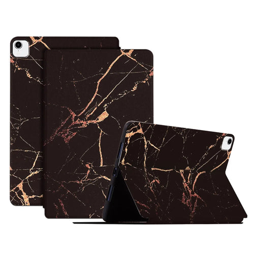 For iPad Pro 11 (2018) / (2020) / (2021) / (2022) Auto Wake / Sleep Pattern Printing Tablet Case PU Leather + TPU Stand Well-protected Cover - Black / Gold Marble - 1