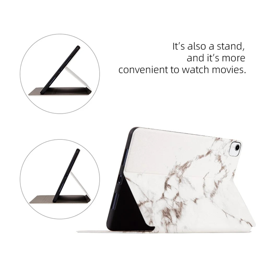 For iPad Pro 11 (2018) / (2020) / (2021) / (2022) Auto Wake / Sleep Pattern Printing Tablet Case PU Leather + TPU Stand Well-protected Cover - Black / Gold Marble - 5