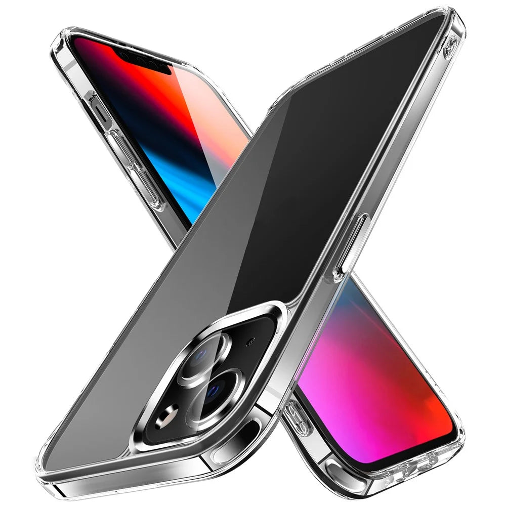 Electroplating Crystal Clear Hybrid Phone Cover for iPhone 13 6.1 Inch, Four Corners Bumper Cushion TPU + PC Mobile Phone Accessory - 1