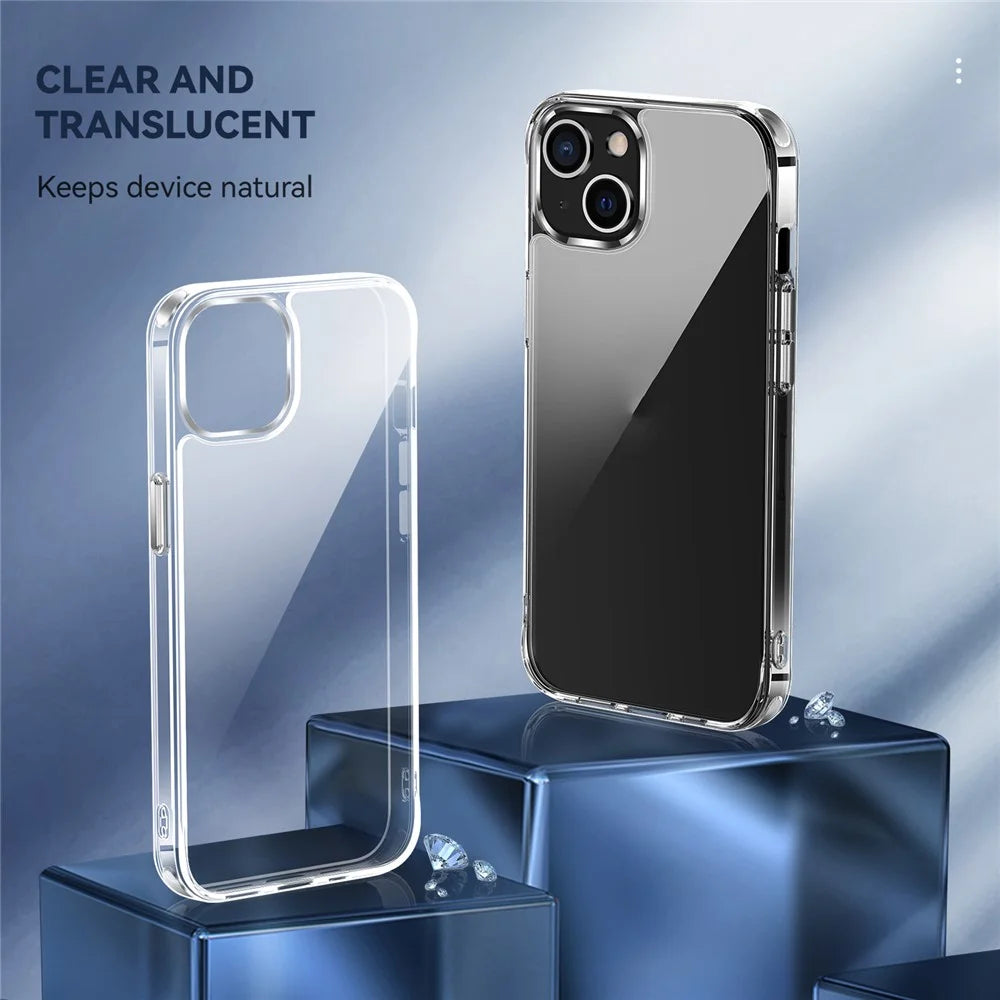 Electroplating Crystal Clear Hybrid Phone Cover for iPhone 13 6.1 Inch, Four Corners Bumper Cushion TPU + PC Mobile Phone Accessory - 2