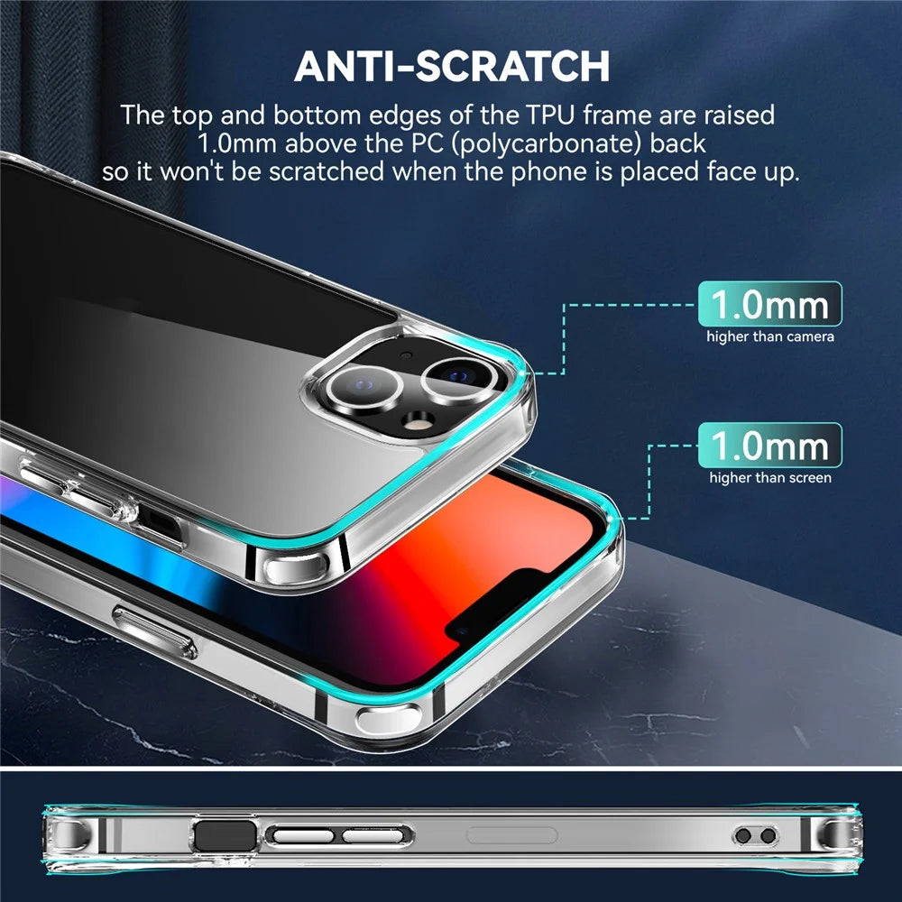 Electroplating Crystal Clear Hybrid Phone Cover for iPhone 13 6.1 Inch, Four Corners Bumper Cushion TPU + PC Mobile Phone Accessory - 4
