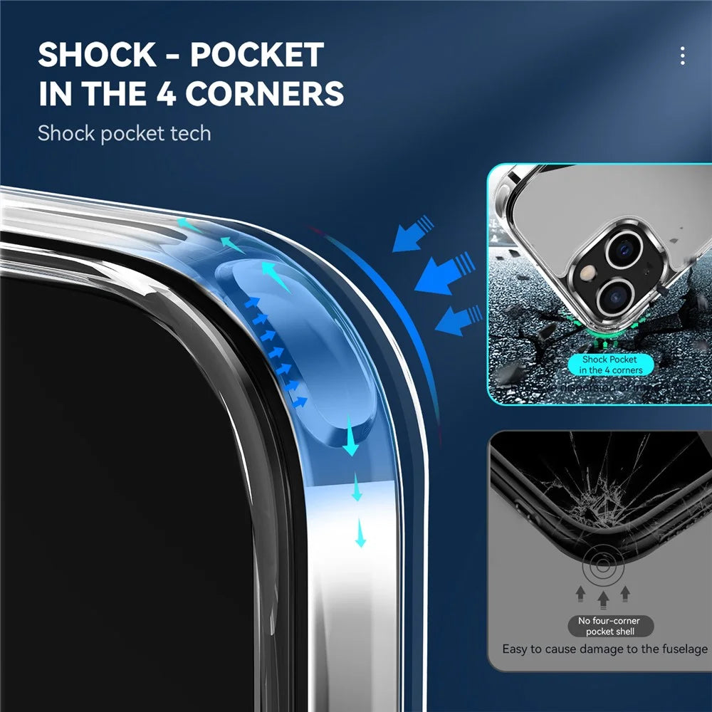 Electroplating Crystal Clear Hybrid Phone Cover for iPhone 13 6.1 Inch, Four Corners Bumper Cushion TPU + PC Mobile Phone Accessory - 5