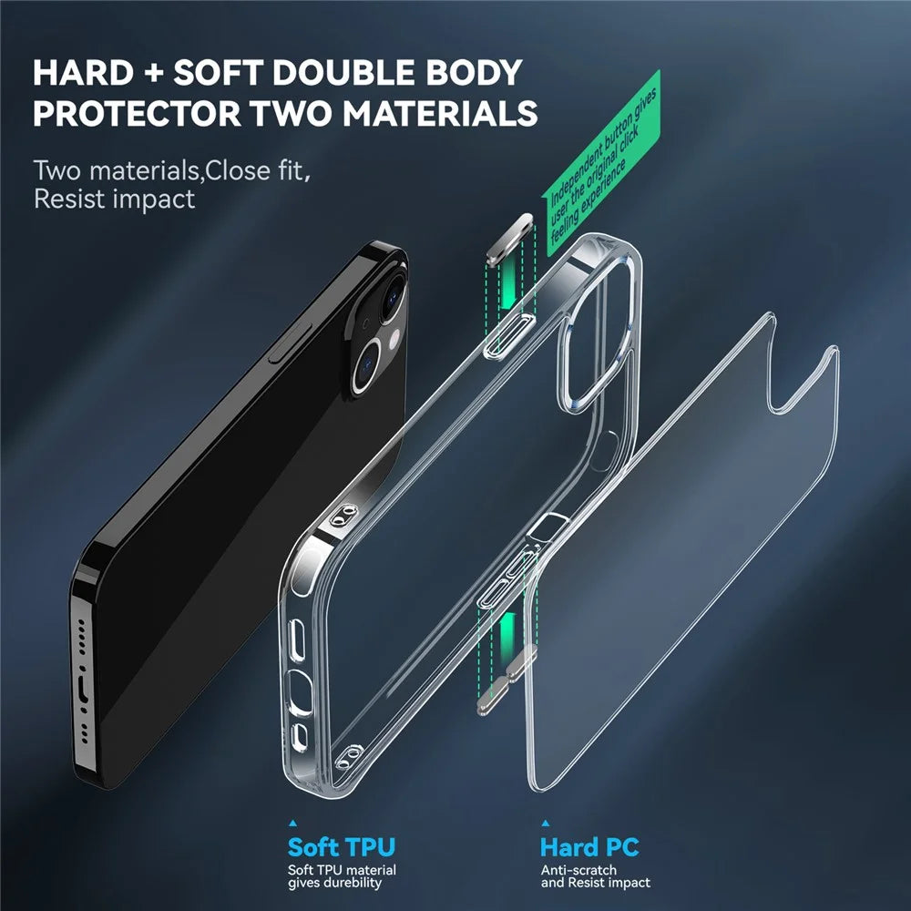 Electroplating Crystal Clear Hybrid Phone Cover for iPhone 13 6.1 Inch, Four Corners Bumper Cushion TPU + PC Mobile Phone Accessory - 7