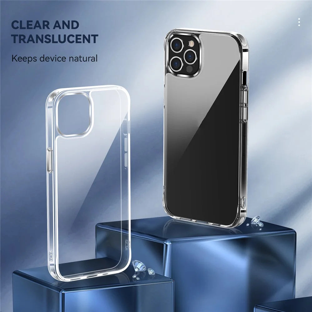 Electroplating Crystal Clear Hybrid Phone Cover for iPhone 12 Pro Max 6.7 Inch, Yellowing-Resistant TPU + PC Mobile Phone Accessory - 2