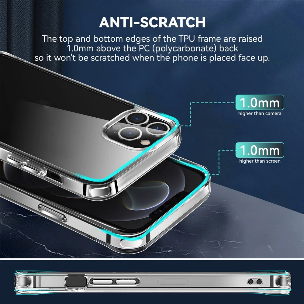 Electroplating Crystal Clear Hybrid Phone Cover for iPhone 12 Pro Max 6.7 Inch, Yellowing-Resistant TPU + PC Mobile Phone Accessory - 3
