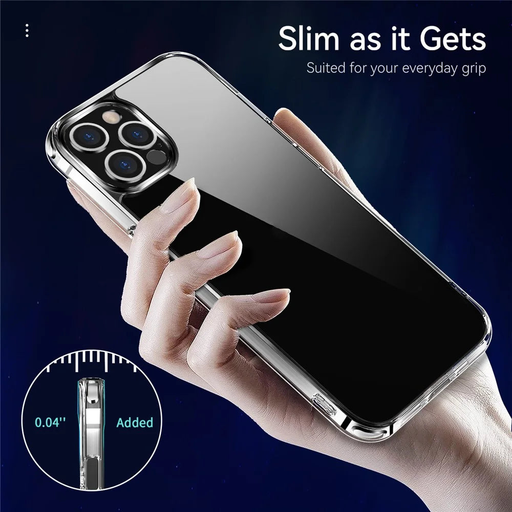 Electroplating Crystal Clear Hybrid Phone Cover for iPhone 12 Pro Max 6.7 Inch, Yellowing-Resistant TPU + PC Mobile Phone Accessory - 4