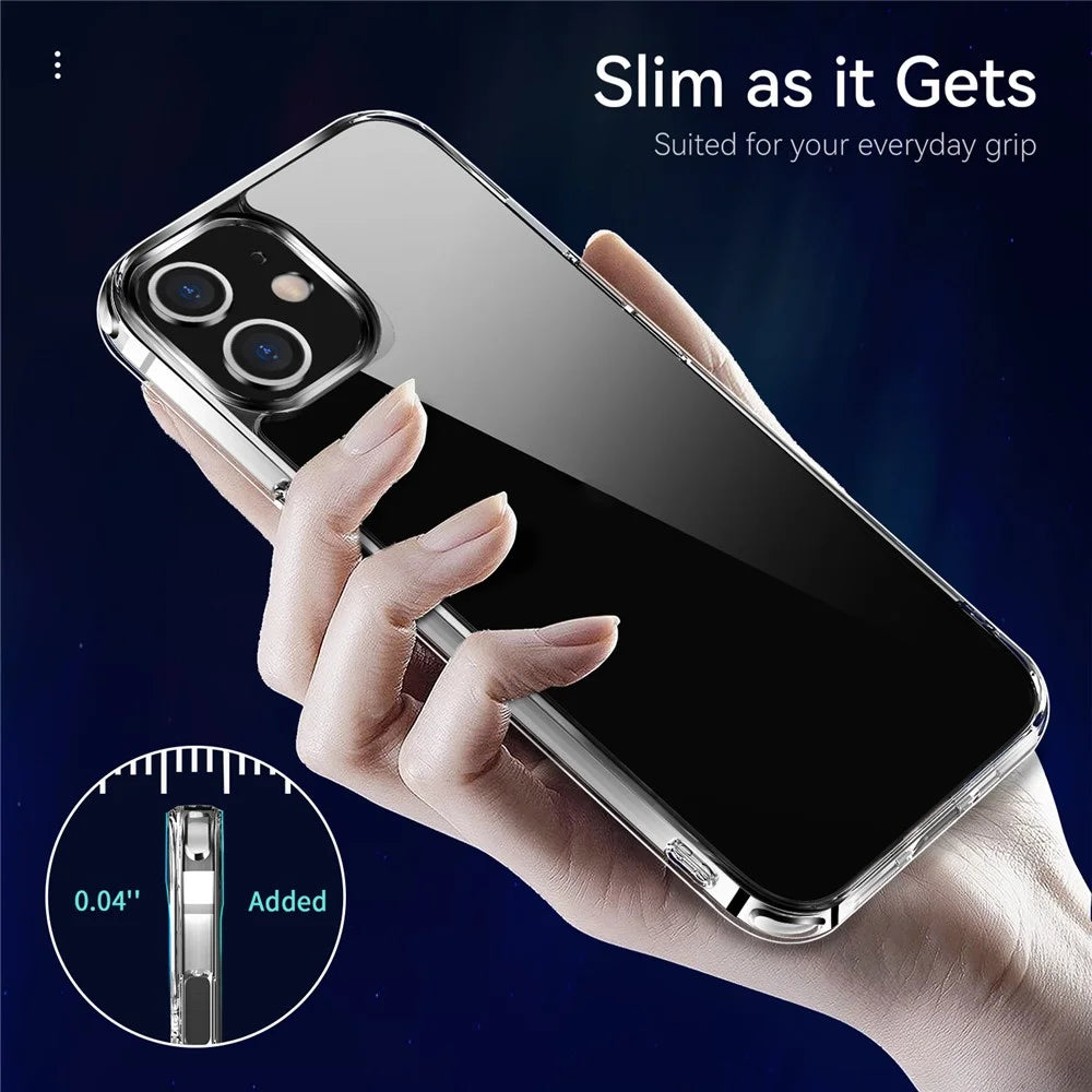 Electroplating Crystal Clear TPU + PC Hybrid Phone Cover for iPhone 12 6.1 Inch, Electroplating Side Keys Transparent Mobile Phone Accessory - 4
