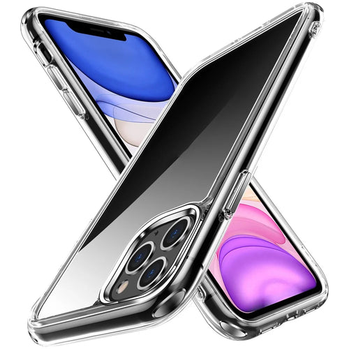 Crystal Clear TPU + PC Hybrid Phone Cover for iPhone 11 Pro Max 6.5 Inch, Electroplating High Transparency Mobile Phone Accessory - 1