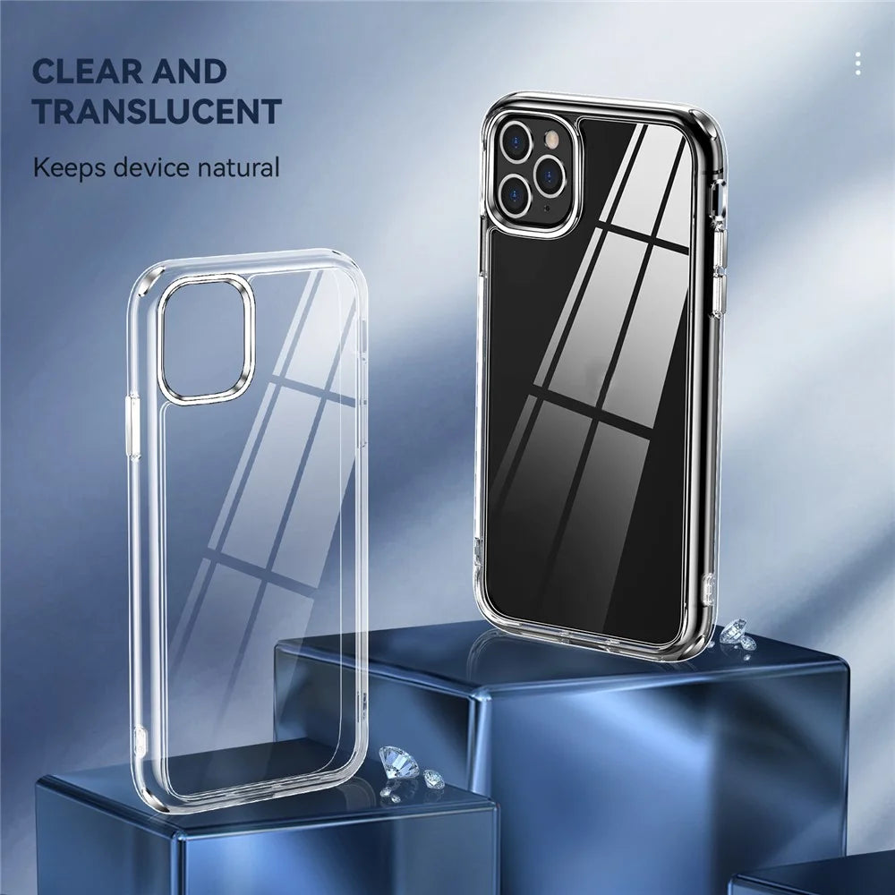 Crystal Clear TPU + PC Hybrid Phone Cover for iPhone 11 Pro Max 6.5 Inch, Electroplating High Transparency Mobile Phone Accessory - 2