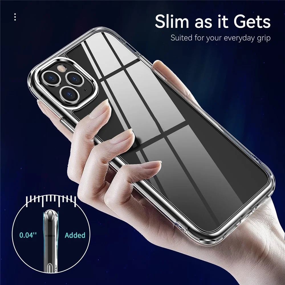 Crystal Clear TPU + PC Hybrid Phone Cover for iPhone 11 Pro Max 6.5 Inch, Electroplating High Transparency Mobile Phone Accessory - 4