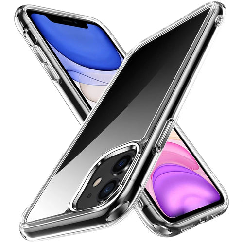 Electroplating Crystal Clear TPU + PC Hybrid Phone Cover for iPhone 11 6.1 Inch, Anti-Yellowing Mobile Phone Accessory - 1
