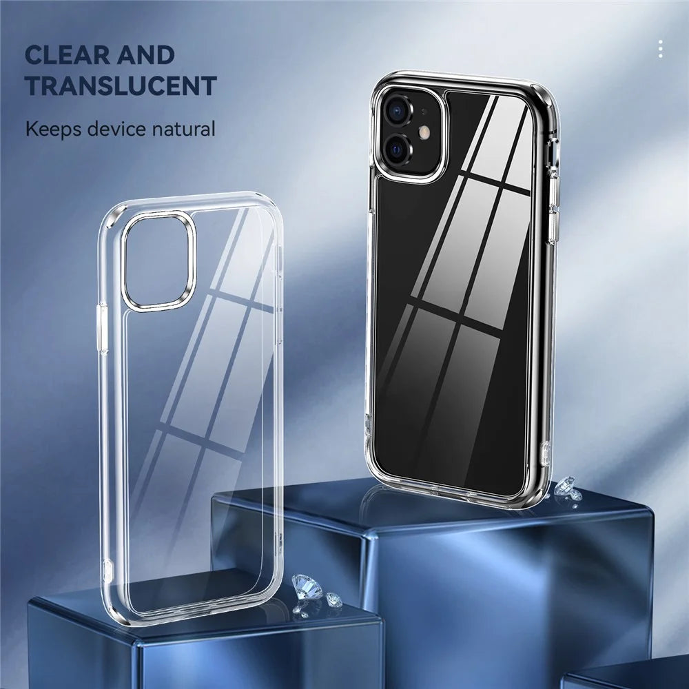 Electroplating Crystal Clear TPU + PC Hybrid Phone Cover for iPhone 11 6.1 Inch, Anti-Yellowing Mobile Phone Accessory - 2