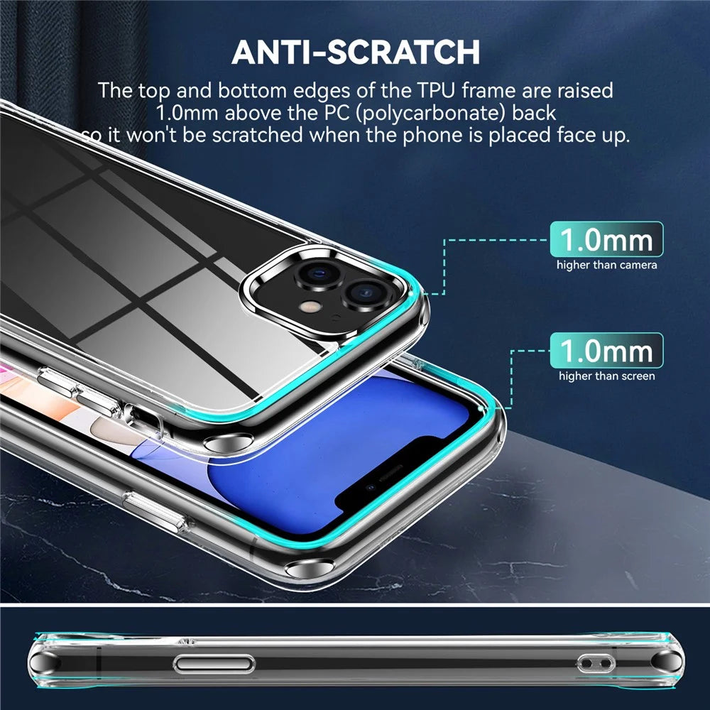 Electroplating Crystal Clear TPU + PC Hybrid Phone Cover for iPhone 11 6.1 Inch, Anti-Yellowing Mobile Phone Accessory - 3