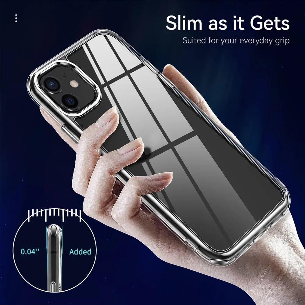 Electroplating Crystal Clear TPU + PC Hybrid Phone Cover for iPhone 11 6.1 Inch, Anti-Yellowing Mobile Phone Accessory - 5