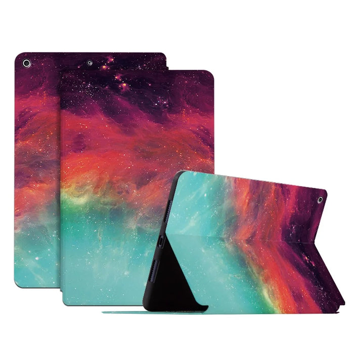 For 	iPad 10.2 (2021)/(2020)/(2019) Starry Sky Pattern Printing Shockproof Drop-proof PU Leather + TPU Tablet Cover with Stand - Color Starry Sky - 1