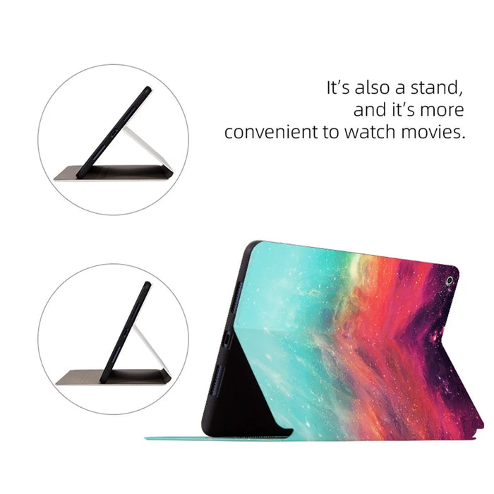 For 	iPad 10.2 (2021)/(2020)/(2019) Starry Sky Pattern Printing Shockproof Drop-proof PU Leather + TPU Tablet Cover with Stand - Color Starry Sky - 6