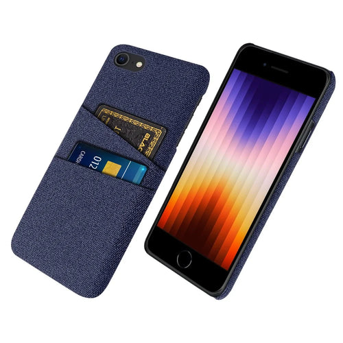 For iPhone SE (2022)/SE (2020)/7 4.7 inch/8 4.7 inch Cloth Texture Phone Cover Anti-scratch Cloth Coated Hard PC Cover - Blue - 1
