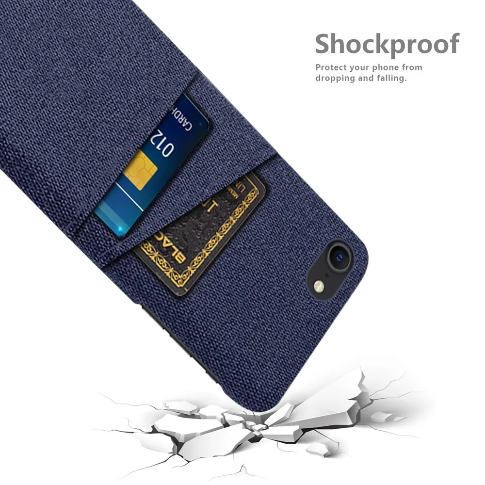 For iPhone SE (2022)/SE (2020)/7 4.7 inch/8 4.7 inch Cloth Texture Phone Cover Anti-scratch Cloth Coated Hard PC Cover - Blue - 4