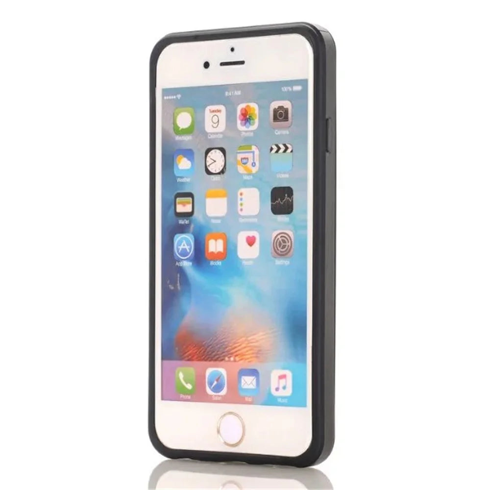 Scratch-proof Slide Card Holder PC + TPU Hybrid Case for iPhone SE (2020)/SE (2022)/8/7 4.7 inch- Black - 3