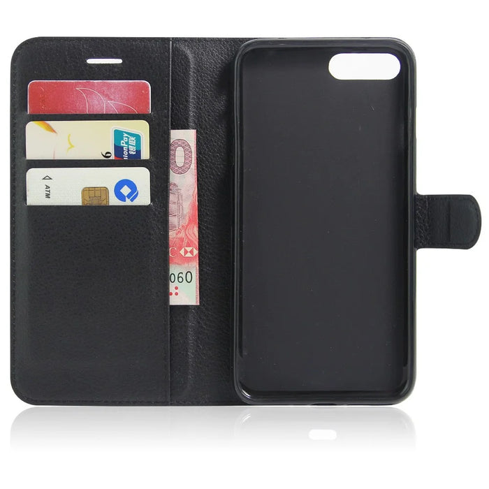 For iPhone 8 Plus / 7 Plus 5.5 inch Litchi Lychee Skin Flip Leather Stand Shell with Folio Flip Wallet - Black - 4