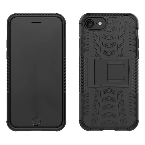 Cool Tyre PC + TPU Hybrid Case for iPhone SE (2020)/SE (2022)/8/7 4.7 inch- with Kickstand - Black - 1