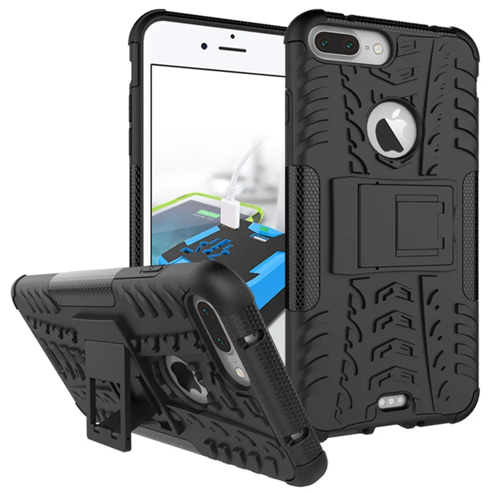 Cool Tyre Dual Guard PC + TPU Kickstand Case for iPhone 8 Plus / 7 Plus 5.5 inch - Black - 1