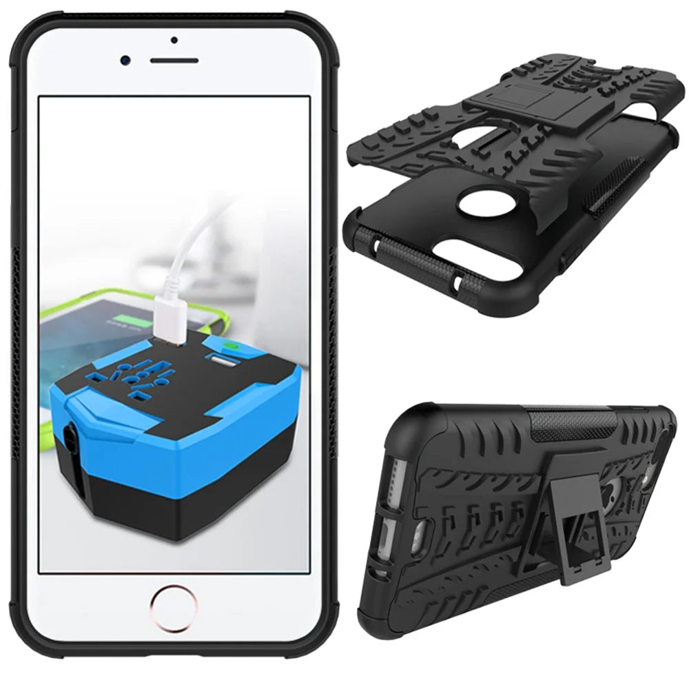 Cool Tyre Dual Guard PC + TPU Kickstand Case for iPhone 8 Plus / 7 Plus 5.5 inch - Black - 2