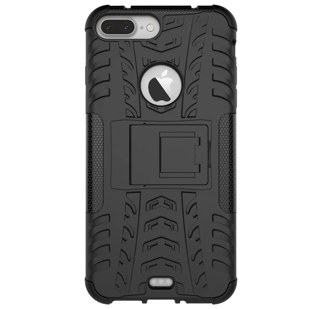 Cool Tyre Dual Guard PC + TPU Kickstand Case for iPhone 8 Plus / 7 Plus 5.5 inch - Black - 5