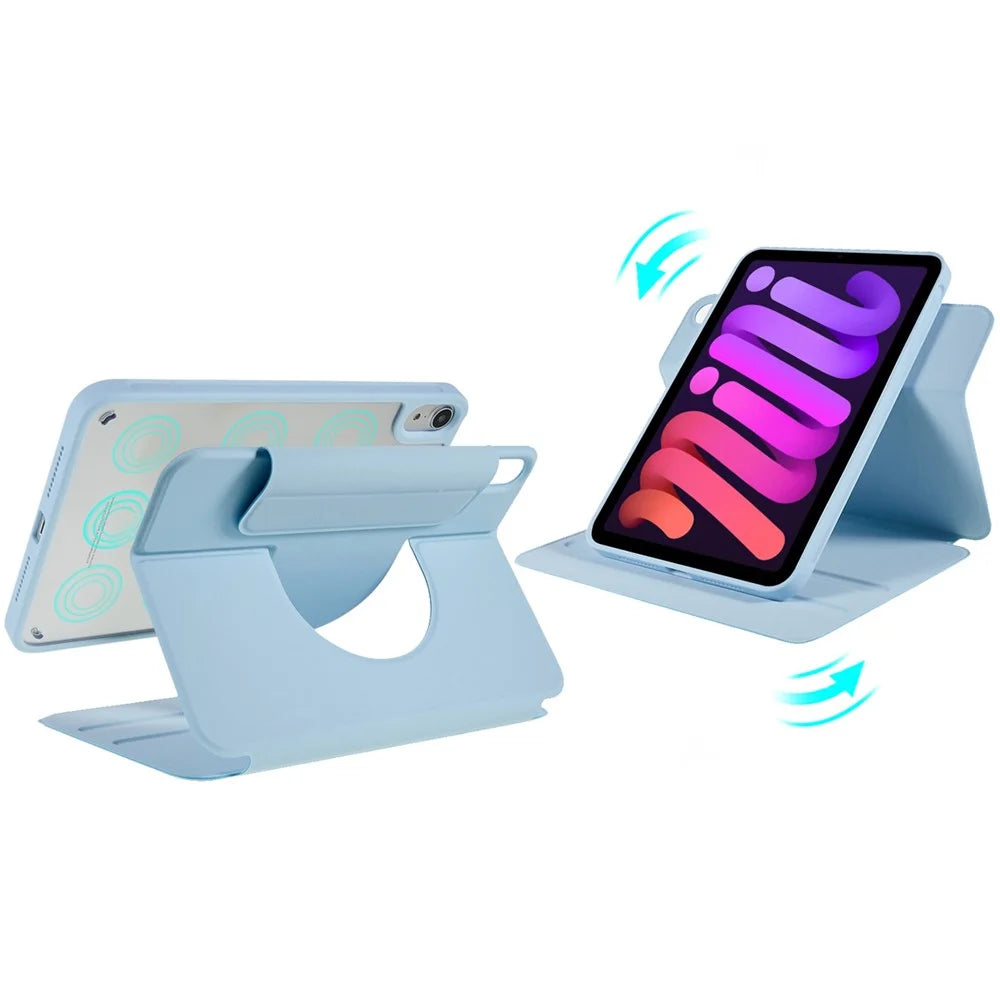 360-degree Rotating Shockproof Case for iPad mini (2024) / mini (2021) 2 in 1 Detachable Skin-Touch Tablet Cover with Stand - Sky Blue - 1