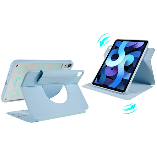 For iPad Air 10.9 inch (2020)/(2022) Skin-touch 2 in 1 Detachable Shockproof Case 360-degree Rotating Tablet Cover with Stand - Sky Blue - 1