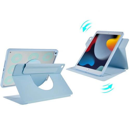 For iPad 10.2 (2021)/(2020)/(2019) Scratch Resistant Case 2 in 1 Detachable Skin-touch Tablet Stand Cover Support 360-degree Rotating - Sky Blue - 1