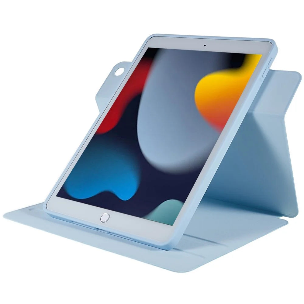 For iPad 10.2 (2021)/(2020)/(2019) Scratch Resistant Case 2 in 1 Detachable Skin-touch Tablet Stand Cover Support 360-degree Rotating - Sky Blue - 7
