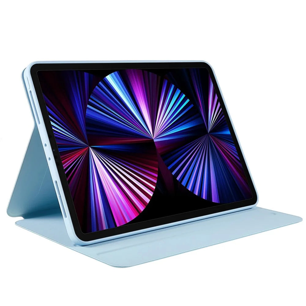 For iPad Pro 12.9 (2022) / (2021) / (2020) / (2018) Skin-touch Shockproof Case 360-degree Rotating 2 in 1 Detachable Tablet Cover with Stand - Sky Blue - 5