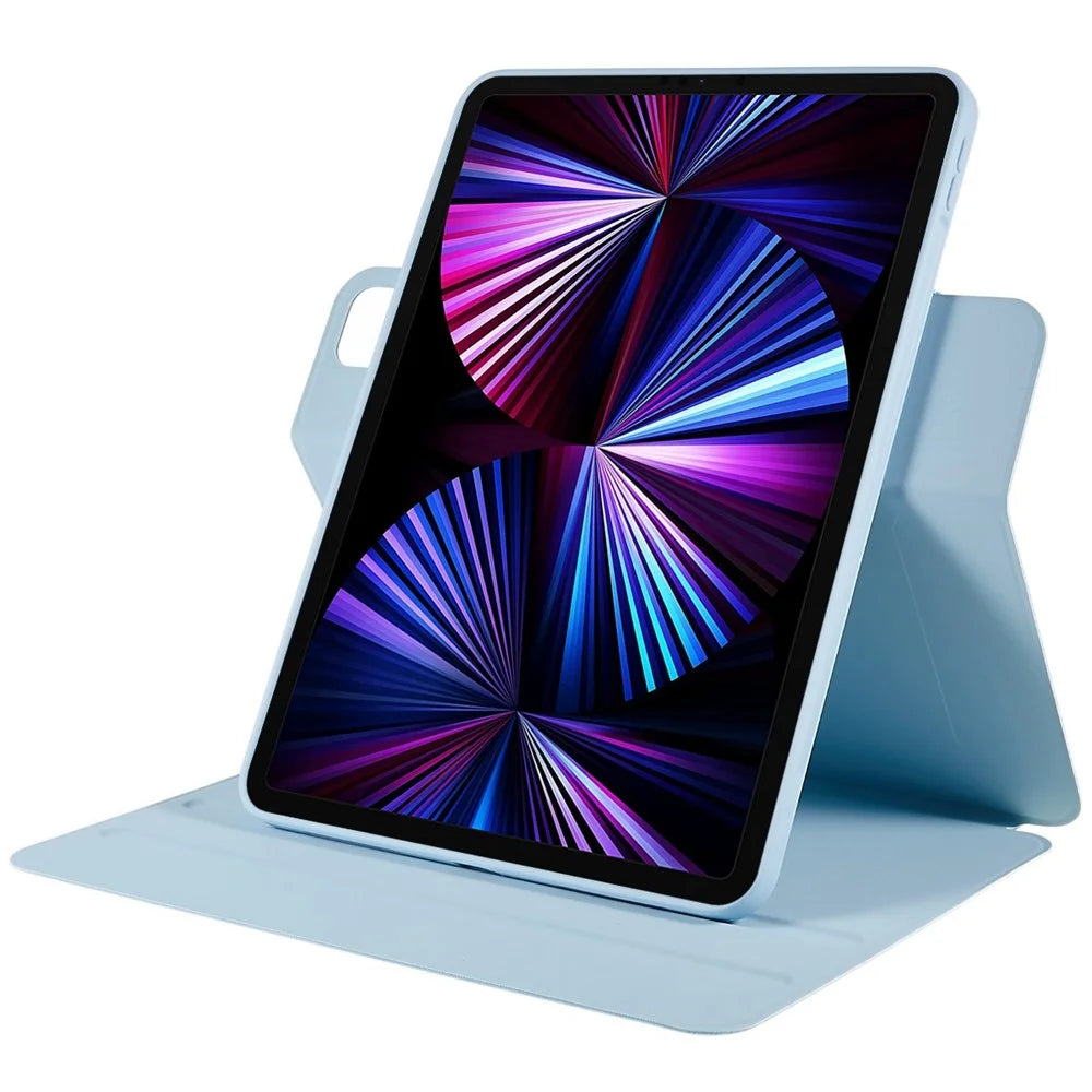 For iPad Pro 12.9 (2022) / (2021) / (2020) / (2018) Skin-touch Shockproof Case 360-degree Rotating 2 in 1 Detachable Tablet Cover with Stand - Sky Blue - 7