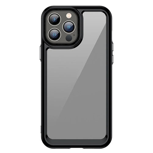 For iPhone 13 Pro Max 6.7 inch Shockproof Soft TPU + Hard Acrylic Cover Phone Case with Independent PC Buttons - Black - 1