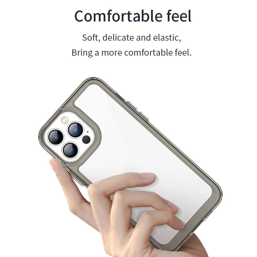 For iPhone 13 Pro Max 6.7 inch Shockproof Soft TPU + Hard Acrylic Cover Phone Case with Independent PC Buttons - Black - 3
