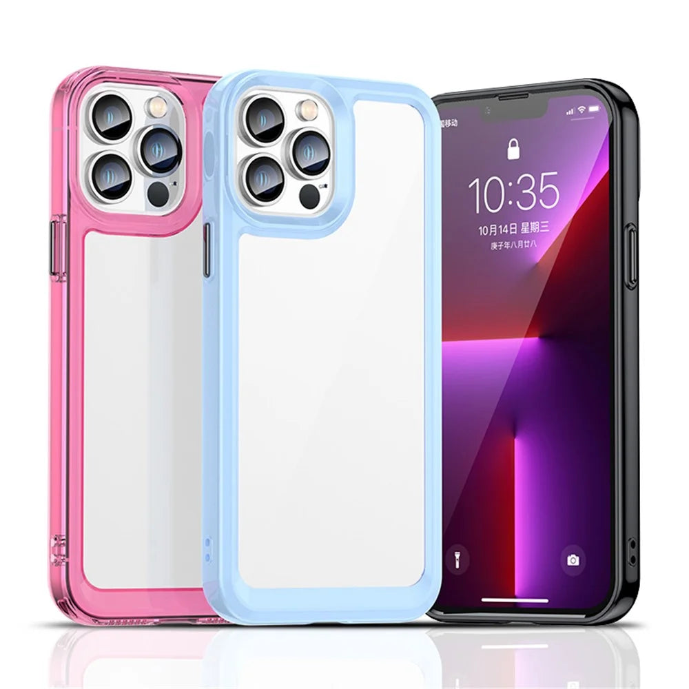 For iPhone 13 Pro Max 6.7 inch Shockproof Soft TPU + Hard Acrylic Cover Phone Case with Independent PC Buttons - Black - 5