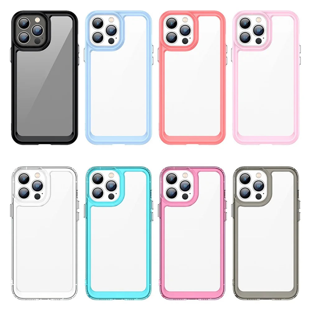 For iPhone 13 Pro Max 6.7 inch Shockproof Soft TPU + Hard Acrylic Cover Phone Case with Independent PC Buttons - Black - 6