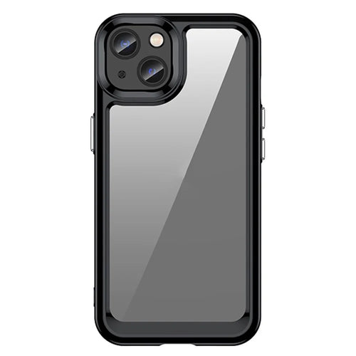 TPU + Acrylic Phone Case for iPhone 13 6.1 inch, Scratch-resistant Clear Cover with Independent PC Buttons - Black - 1
