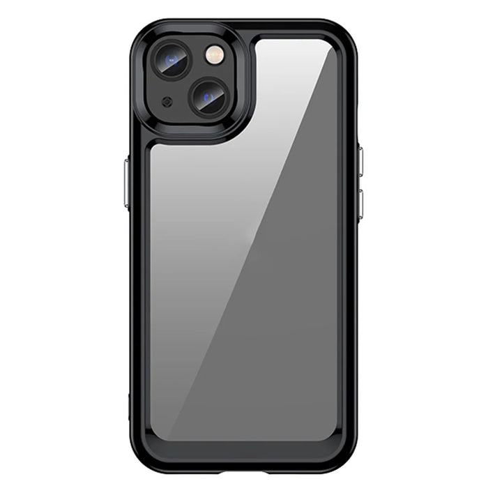 TPU + Acrylic Phone Case for iPhone 13 6.1 inch, Scratch-resistant Clear Cover with Independent PC Buttons - Black - 1