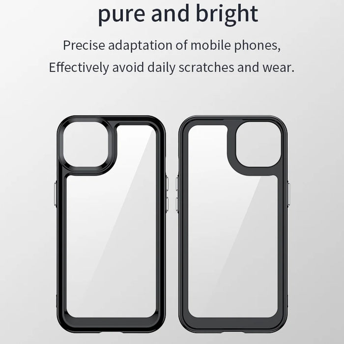 TPU + Acrylic Phone Case for iPhone 13 6.1 inch, Scratch-resistant Clear Cover with Independent PC Buttons - Black - 2