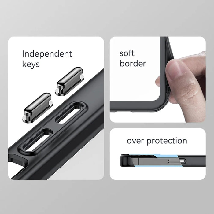 TPU + Acrylic Phone Case for iPhone 13 6.1 inch, Scratch-resistant Clear Cover with Independent PC Buttons - Black - 4