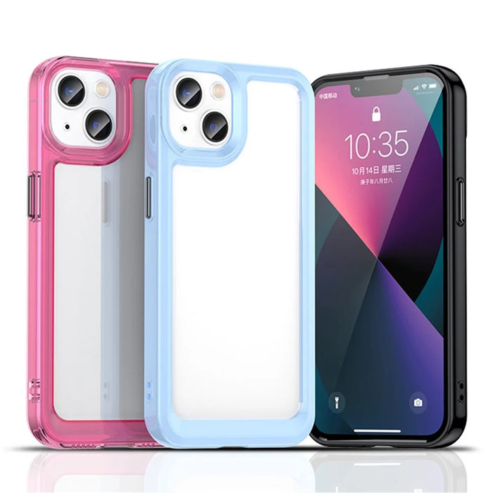 TPU + Acrylic Phone Case for iPhone 13 6.1 inch, Scratch-resistant Clear Cover with Independent PC Buttons - Black - 5