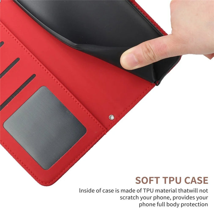 For iPhone 13 Pro Max 6.7 inch Butterfly Flowers Imprinting Anti-fall PU Leather Phone Shell, Pattern Imprinting Design Wallet Stand Case with Shoulder Strap - Red - 4